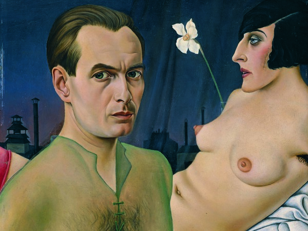 Christian Schad, Selfportrait with a model (Selbstbildnis mit Modell), 1927. Olio su legno, cm 76 x 61.5. Private Collection, Loan by Courtesy of Tate Gallery London. © Bettina Schad, Archiv U. Nachlab & Christian Schad, by SIAE 2015