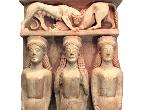Terracotta Altar with three women, Terracotta altar with three women and a panther mauling a bul, Gela, Sicily. C.500 BC | courtesy of Museo Archeologico Regionale di Gela © Regione Siciliana