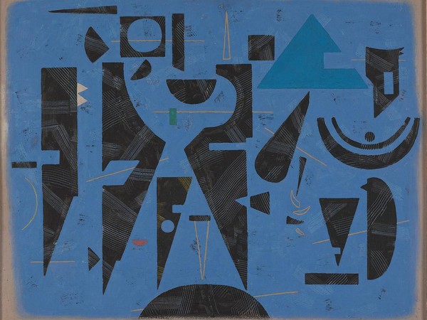 Willi Baumeister, Ruhe und Bewegung II, 1947, oil on hardboard, cm 81x100