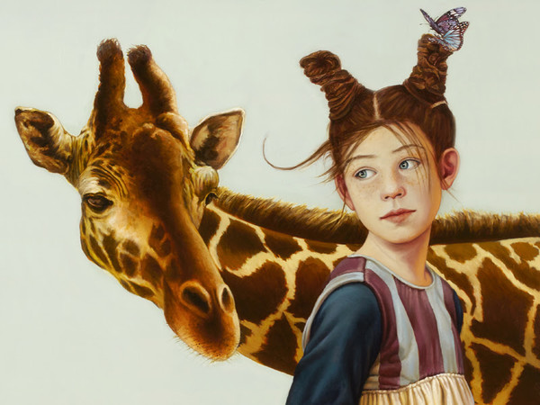 Claudia Giraudo, <span>Bimba con giraffa, 2018. O</span><span>lio su tela di lino, </span><span>cm. 70x70</span><br /><span><br /></span>