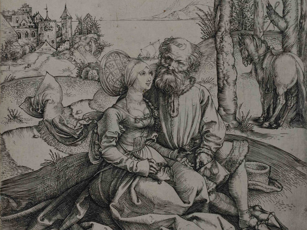 Albrecht Dürer, Giuda e Tamar (La richiesta d'amore), 1495 circa, Incisione a bulino, 139 x 150 mm | Courtesy © Musei Civici di Bassano