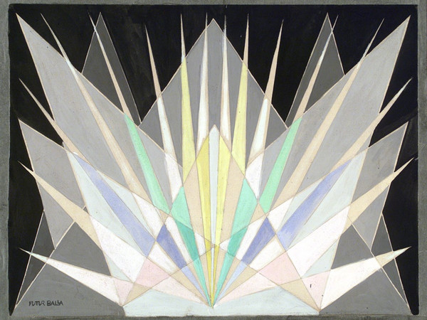 Giacomo Balla, <em>Compenetrazione iridescente radiale (Vibrazioni prismatiche)</em>, 1913-1914 ca. Tempera su cartoncino. GAM - Galleria civica d'Arte Moderna e contemporanea. Su concessione della Fondazione Torino Musei