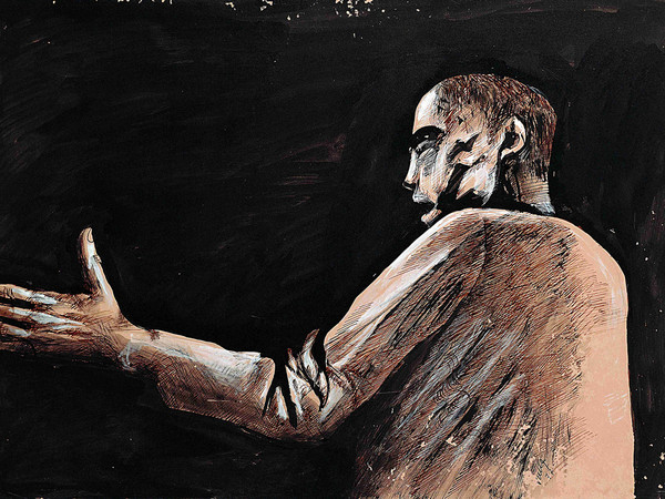 Giuliano Vangi, Studio di figura, 1977. Tecnica mista su carta, 48x 69,5 cm