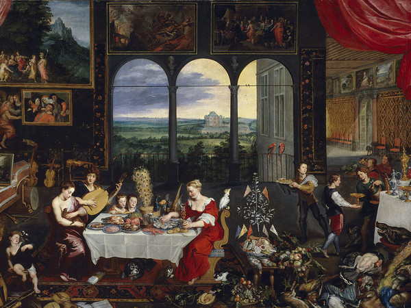 Jan Bruegel il Vecchio (Bruxelles, 1568  Anversa, 1625), Il Gusto, l'Udito e il Tatto, 1620, Museo del Prado, Madrid