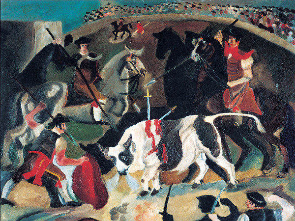 Antonio Ligabue, Corrida, 1931-1932, Olio su tavola di compensato, 55 x 61 cm