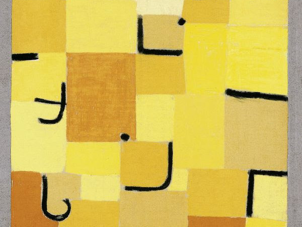 Paul Klee, Segno in giallo, 1937, 210 (U 10). Pastello su cotone e pasta colorata su tela, 83,5 x 50,3 cm. Fondation Beyeler, Riehen / Basilea, Beyeler 