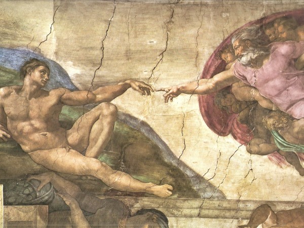 Michelangelo Buonarroti, La Creazione di Adamo, 1511. Affresco, cm 280 x 570. Cappella Sistina, Musei Vaticani