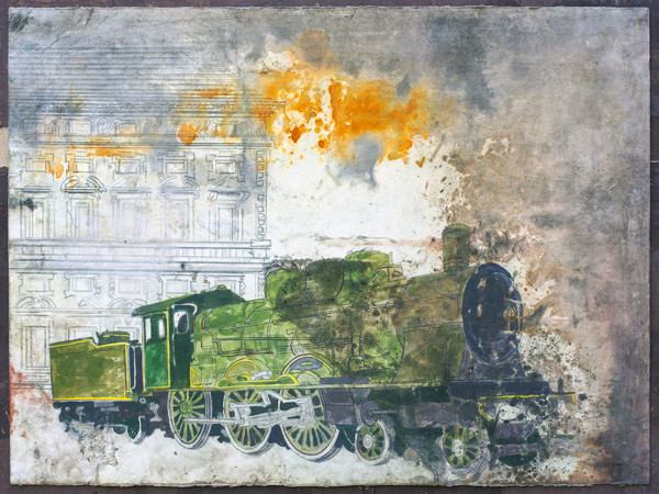 <span>Luca Pignatelli, Treno 1940, 2014, tecnica mista su carta, 56.7x75.7 cm</span>