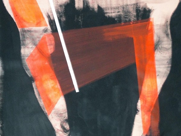 Sara Berti, Geometria arancione, acrilico su tela, 150x215 cm.