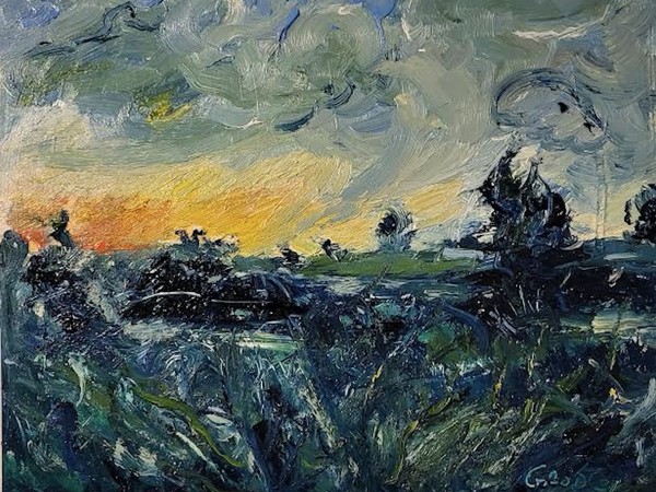 Simon Gaon, Wetlands at sunset, 2021