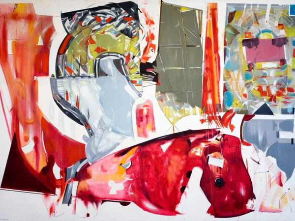Paolo Gioli,<em> Omaggio a Ionesco</em>, 1965, Olio su tela, 200 × 140 cm<br />