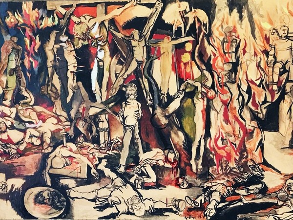 Renato Guttuso, I martiri, 1954, olio, tempera, inchiostro di china su carta intelata, 162 x 300 cm.