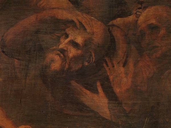 Leonardo da Vinci (1452-1519), Adorazione dei Magi, Particolare, Dopo prima del restauro