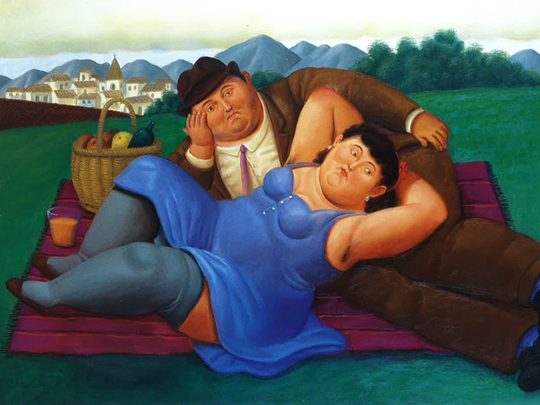 Fernando Botero, <em>Picnic</em>, 2001, Olio su tela, 165 x 113 cm | Courtesy of Arthemisia