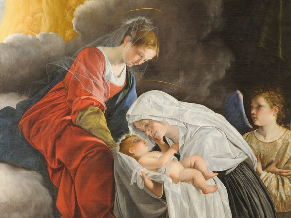 Orazio Gentileschi, Madonna con Bambino e Santa Francesca Romana, 1615-1818, Olio su tela, 157 x 270 cm, Galleria Nazionale delle Marche, Urbino