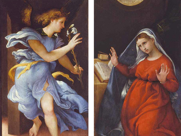 Lorenzo Lotto,<em> Angelo Annunciante; Madonna Annunciata</em>, 1526 circa, olio su tavola, Pinacoteca Comunale, Palazzo Pianetti, Jesi