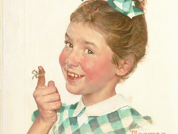 Norman Rockwell, Girl with String (Bambina con spago), 1955 Olio su tela, 37,1 x 32 cm Kellogg Company Corn Flakes advertisement, 1955 Collection of The Norman Rockwell Museum at Stockbridge, Gift of Kellogg Company, NRM.1993.1