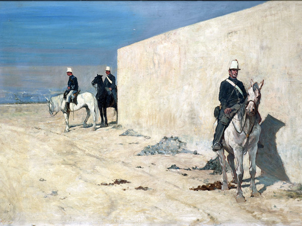 Giovanni Fattori, Piantoni. Il muro bianco (In vedetta), 1874 ca., Olio su tela, cm. 37x56, Fondazione Progetto Marzotto