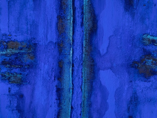 Marcello Lo Giudice, Eden blu, 2018. Olio e pigmento su tela, 140x140 cm. Proprietà dell’artista