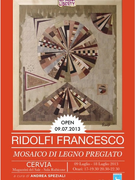 Francesco Ridolfi. Mosaico di legno pregiato, Antichi Magazzini del Sale, Cervia (Ravenna)