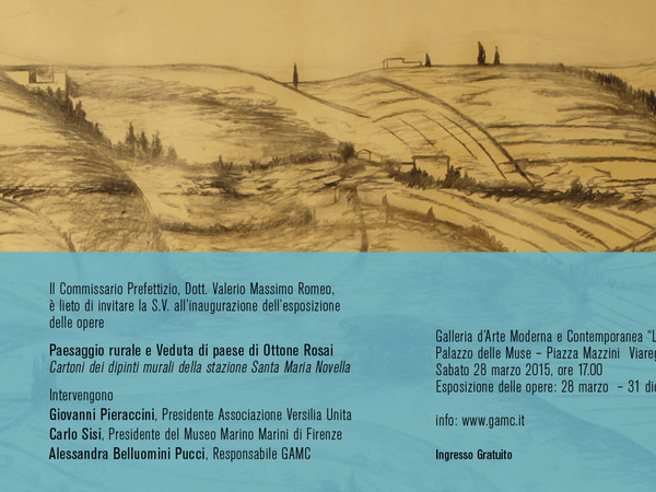 Paesaggio rurale e Veduta di paese di Ottone Rosai. Cartoni dei dipinti murali della stazione di Firenze Santa Maria Novella