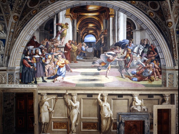 Raffaello Sanzio, Stanza di Eliodoro, Cacciata di Eliodoro, Musei Vaticani, Nuova Illuminazione delle Stanze di Raffaello realizzata da Osram | © Governatorato dello Stato della Città del Vaticano