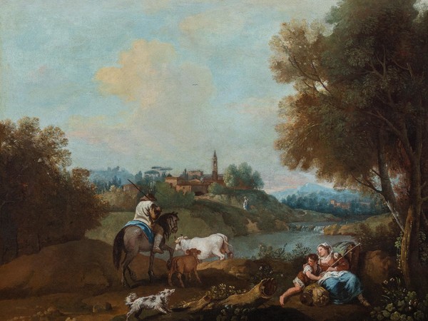 <span>Francesco </span>Zuccarelli, <em>Paesaggio con villani al torrente. </em>Collezione privata<br />