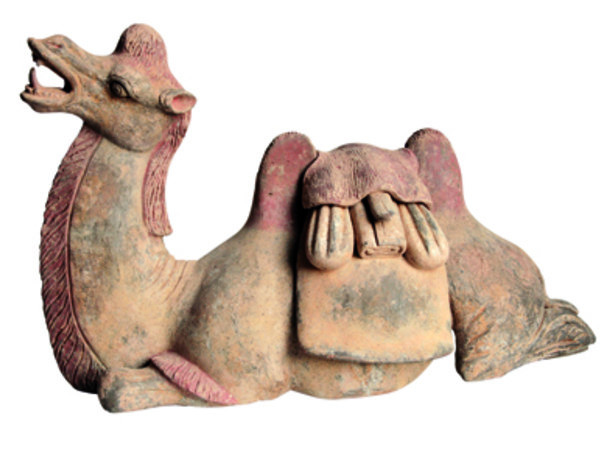 Cammello, Cina Inizio del periodo Tang VII sec., Terracotta con tracce di policromia, cm. 43x27