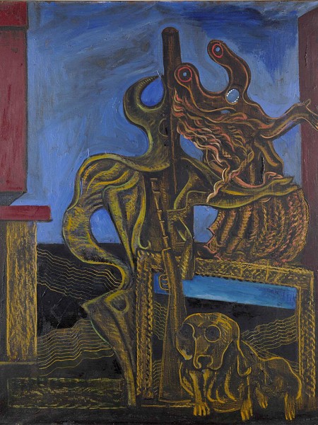 Max Ernst, Le Chasseur, 1926, olio su tela, 100x81 cm, collezione Musée d’Ixelles-Bruxelles