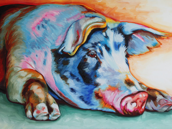 Silla Guerrini, Psychedelic pork, 100 x 150, olio su tela, 2015