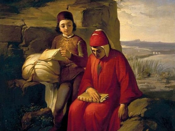 <span><strong>Annibale Gatti</strong><em>, Dante in esilio</em>, 1854, olio su tela, 80x70 cm. Firenze, Galleria degli Uffizi</span>