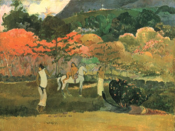 Paul Gauguin, Donne e un cavallo bianco, 1903, Olio su tela, 91.7 x  73.3 cm, Boston, Museum of Fine Arts