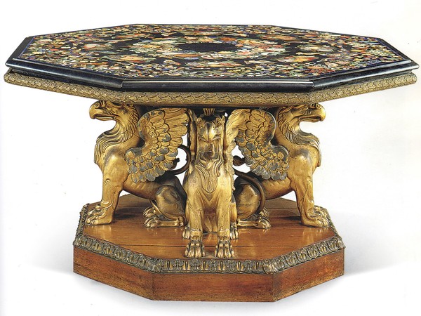 Tavolo ottagonale realizzato dall’Opificio delle Pietre Dure di Firenze, Casa Museo di Cellatica
