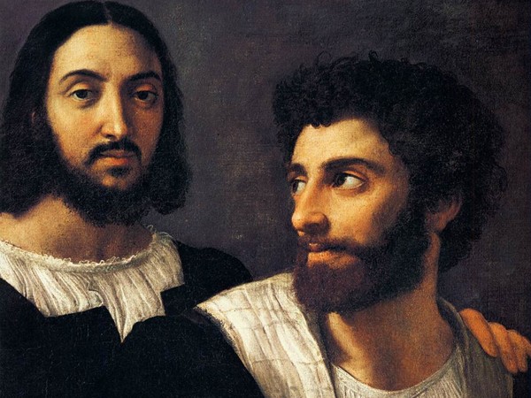 Raffaello Sanzio, Autoritratto con un amico, 1518-1520, Olio su tela, 83 x 99 cm, Parigi, Museo del Louvre