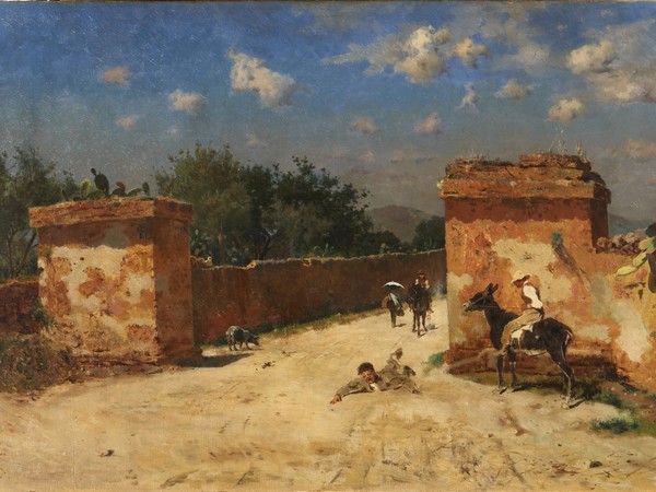Antonino Leto, Incidente a mezzogiorno, 1870-1875. Olio su tela. Collezione Antonello Governale, Palermo