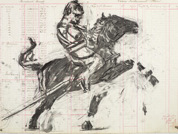 William Kentridge, Drawing for Triumphs & Laments (#17), 2014, Charcoal on Ledger pages, 63x83x4 cm (framed)| © William Kentridge, Photocredit Thys Dullaart, Courtesy Lia Rumma Gallery, Milan/Naples