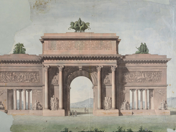 Progetto per un arco di trionfo in onore dell’imperatore Napoleone, acquerello su carta, Museo Napoleonico (inv. MN 3359)