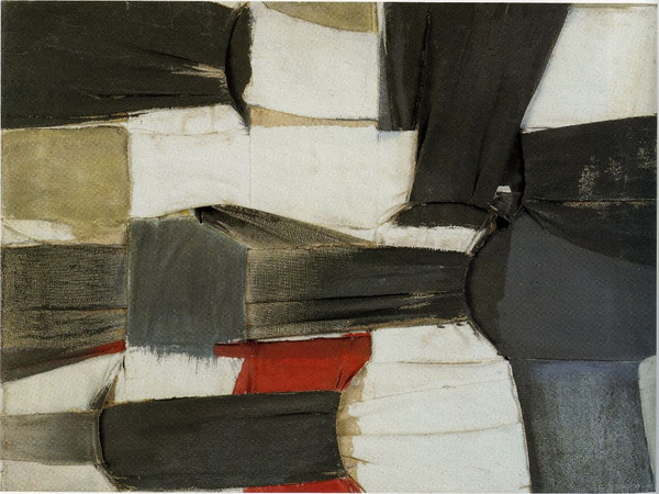 Salvatore Scarpitta, Tensione, 1958. Fasce e tecnica mista, 54,5x73x10 cm. Courtesy Collezione Olgiati 
