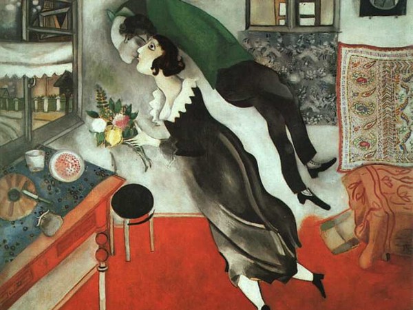 Marc Chagall, Il compleanno, 1915, Olio su cartone, The Museum of Modern Art, New York, Acquired through the Lillie P. Bliss Bequest, 1949 | © 2014, Digital image, The Museum of Modern Art, New York/Scala, Firenze © Chagall ® by SIAE 2014