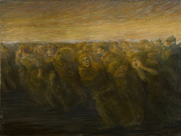 Gaetano Previati, Gli orrori della guerra, L’esodo, 1917. Olio su tela, 585x790mm.