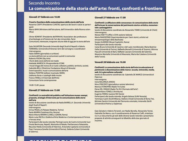 La comunicazione della storia dell'arte: fronti, confronti e frontiere. Università degli Studi di Roma La Sapienza