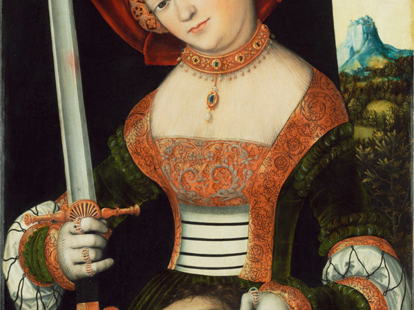 Lucas Cranach d.Ä, <em>Giuditta con la Testa di Oloferne</em>, um 1526/1530 Mischtechnik auf Lindenholz , 87,3 x 57,4 cm  ©Museumslandschaft Hessen Kassel, Gemäldegalerie Alte Meister<br />