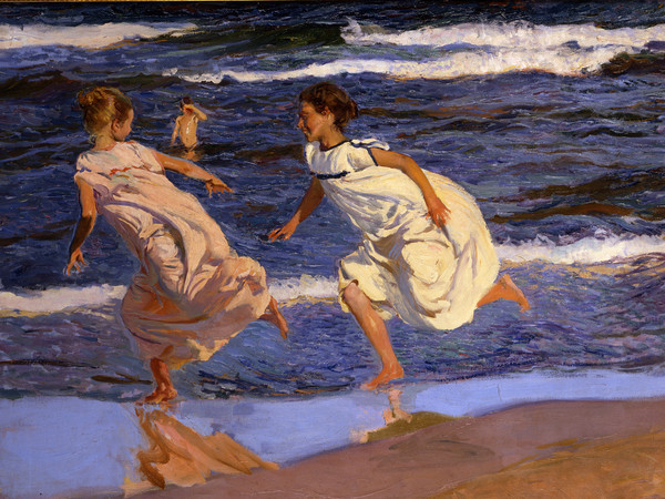 Joaquìn Sorolla, Correndo lungo la spiaggia, Valencia, 1908, Olio su tela, 166.5 x 90 cm, Museo de Bellas Artes de Asturias, Collezione Pedro Masaveu