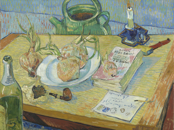 Vincent Van Gogh, Natura morta con un piatto di cipolle, Arles, inizio gennaio 1889. Olio su tela, 49,5x64,4 cm. © Kröller-Müller Museum, Otterlo, The Netherland