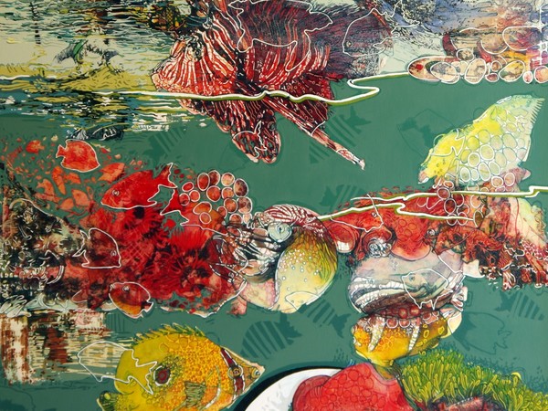 Attilio Braglia, Fondale, 2015, olio su tela in tecnica mista, cm. 70x80
