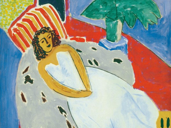 Henri Matisse, Giovane donna in bianco, sfondo rosso, 1946. Olio su tela, cm 92 x 73. Lione, Musée des Beaux-Arts. © Succession H. Matisse, by SIAE 2013