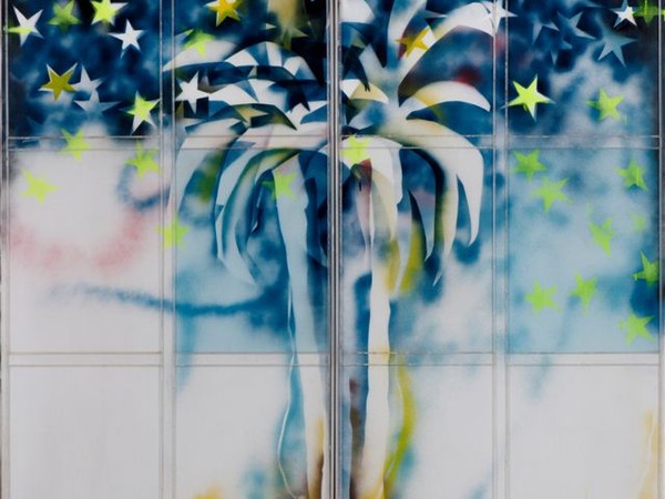 Mario Schifano (1934-1998), Tuttestelle + particolare dell'oasi, 1967, Smalto su tela e plexiglas, 202 x 206 cm (in 2 pannelli)