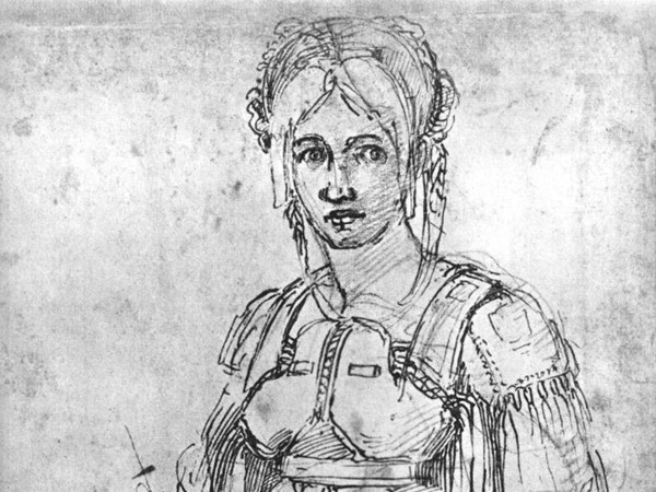 Michelangelo, Disegno di Vittoria Colonna, 1550 circa. La nobildonna e poetessa romana che fu grande amica dell'artista.