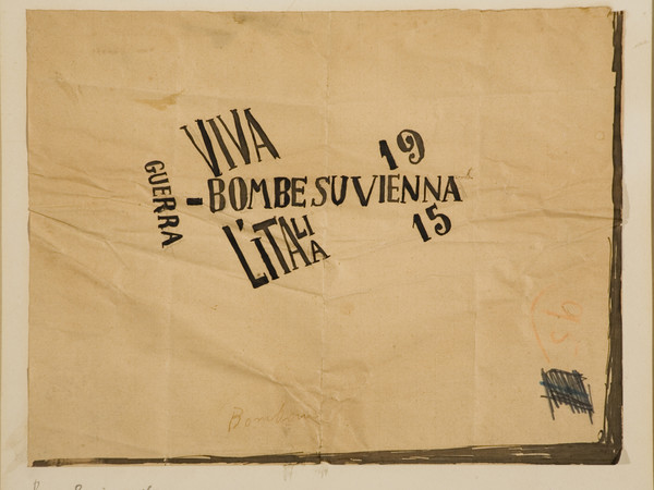 Carlo Carrà, Bombe su Vienna: Bomboni, 1914-1915. Inchiostro su carta, cm 21,2 x 27,4.