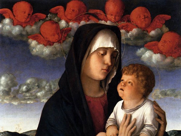 Giovanni Bellini, La Vergine col bambino (Madonna dei Cherubini Rossi), 1485-90, 60 x 77 cm, Gallerie dell'Accademia, Venezia